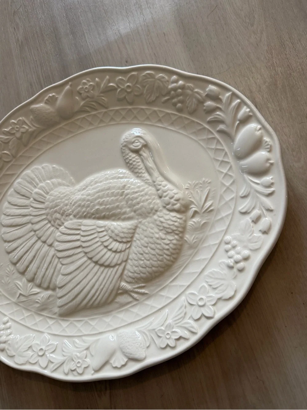 Vintage R.H. Macy & Co Turkey Platter Thanksgiving Holiday Japan White Ceramic